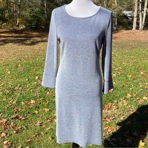 ELLIE KAI DRESS BLUE WHITE MARLED FABRIC SHEATH SLIP ON STYLE SIZE 6